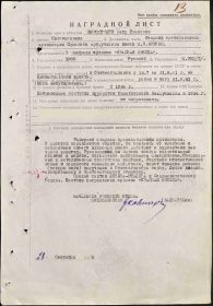 Наградной лист на орден "КРАСНОЙ ЗВЕЗДЫ".