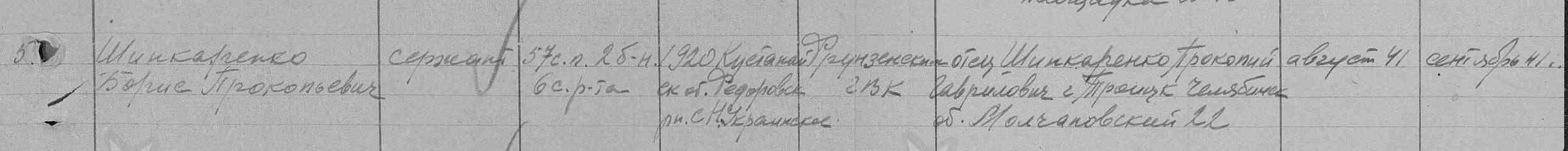 Строка ведомости Фрунзенского РВК. 57 СП следует читать как 576 СП.