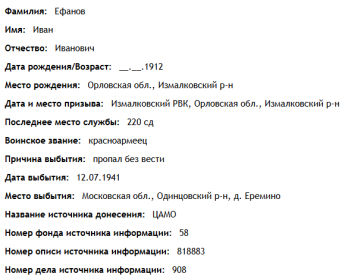 сведения с сайта "ОБД Мемориал"