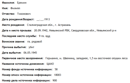 сведения с сайта "ОБД Мемориал"