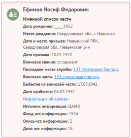сведения с сайта"Память Народа"