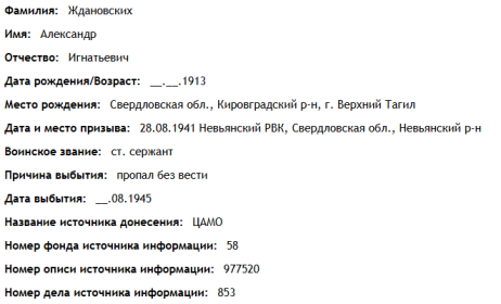 сведения с сайта ОБД Мемориал