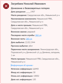 сведения с сайта "Память народа"
