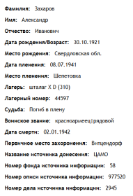 сведения о плене