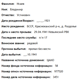 сведения с сайта "ОБД Мемориал"