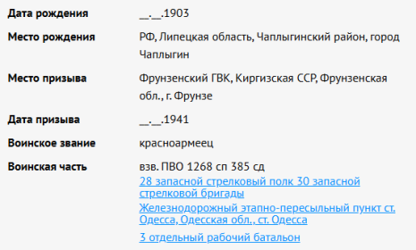 сведения с сайта"Память народа"