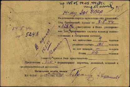 Акт передачи в.с. 2 роты мин. бат. 180 ЗСП в 301 УВСР. стр. 1 (Ив. Петр. Ермолов)