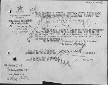 Список Одесского облвоенкомата с приказами об исключении из списков КА. Стр. 1
