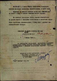 Наградной лист на орден "КРАСНОГО ЗНАМЕНИ".