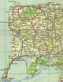 Тиренберг. Красные линии - направления разведки мотоциклистов