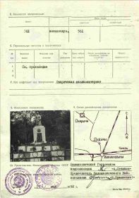 Учетная карточка воинского захоронения