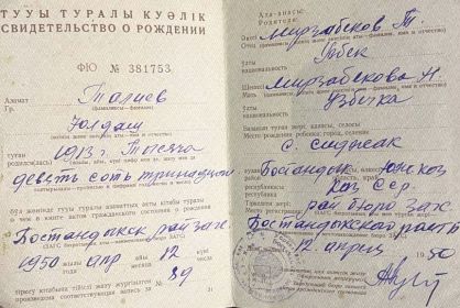 Свидетельство о рождении