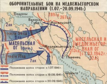 Оборонительные бои на Медвежьегорском направлении. Схема