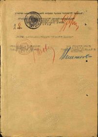 Наградной лист на орден "КРАСНОГО ЗНАМЕНИ.