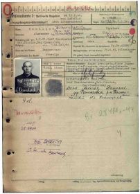 Персональная карта военнопленного (Personalkarte 1). Данилюк Александр (Daniljuk Alexander). Стр. 1