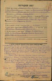 Наградной лист