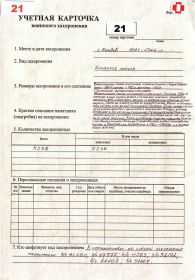 Учётная карточка воинского захоронения