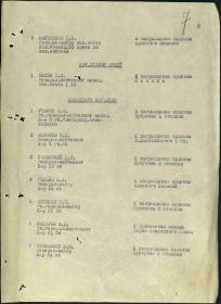 Список командиров корпусов к награждению. Орден Красного Знамени. 29.06.1945