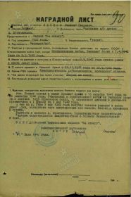Наградной лист