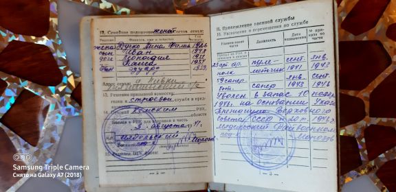 Учётно-послужная карточка к военному билету