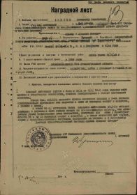 Наградной лист