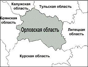 Карта Орловской обл., граничащая с Тульской