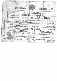 Свидетельство о рождении Мехоношина Спиридона Спиридоновича