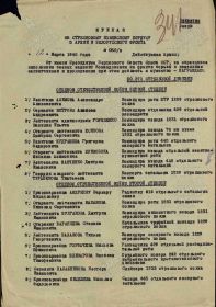 Наградной лист