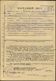 Наградной лист