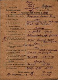 "Регистрационная карточка" Военно-пересыльные пункты и запасные полки