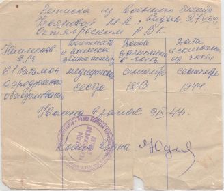 Выписка из военного билета
