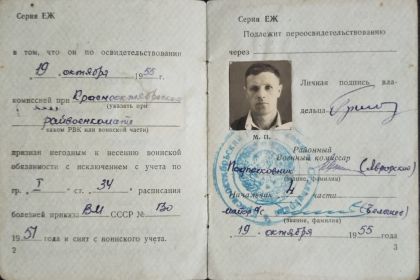 Свидетельство об освобождении от воинской обязанности