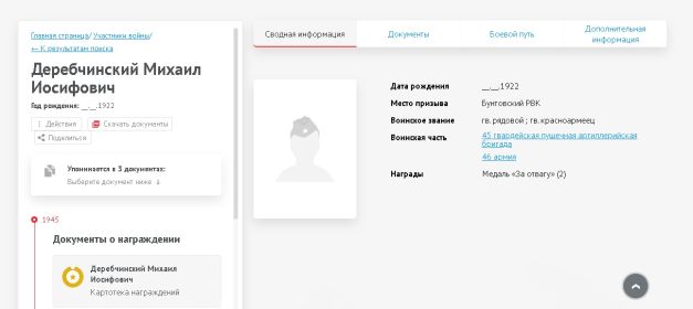сводная информация ЦАМО