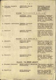 Документ об награждении За Боевые заслуги