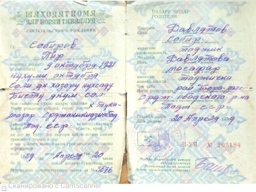 СВИДЕТЕЛЬСТВО О РОЖДЕНИИ