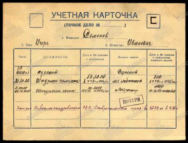 Учётно-послужная картотека.