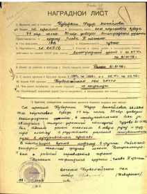 Наградной лист