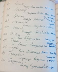 стр. из тетради о награждении медалями 🥉"За доблестный труд в Великой Отечественной войне"