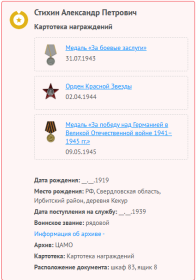 сведения о награждении