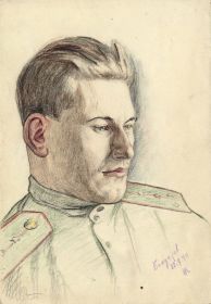 Бондарев, 22 сентября 1944 г., бумага, цветные карандаши, 175x250 мм