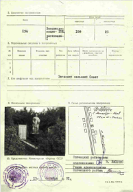 Первичное место захоронения	Калининская обл., Опочецкий р-н, д. Комиссары, восточнее, 4 км, у дороги на безымянную высоту