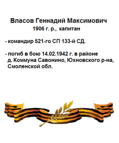 капитан Власов Геннадий Максимович, командир 521 СП 133 СД