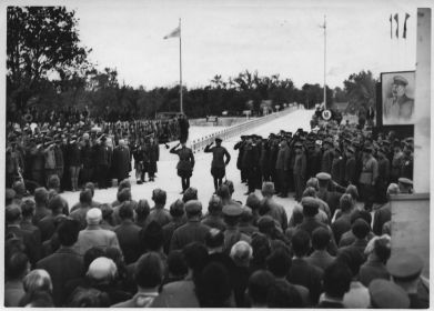 Венгрия, Будапешт.1945 . Сдача восстановленного моста (МалыгинВ.А. с тростью)