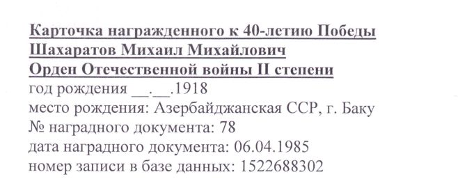 Карточка награждения