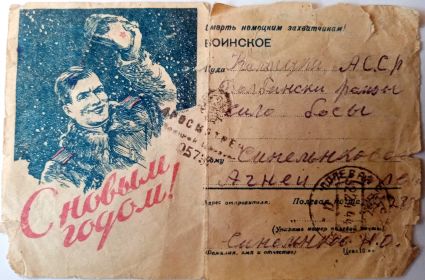 письмо жене от Синельникова Н.О.