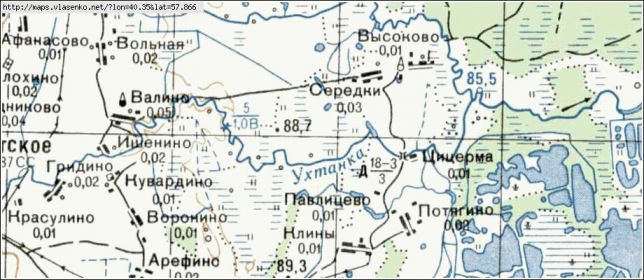 Карта местности, где находится деревня Цицерма