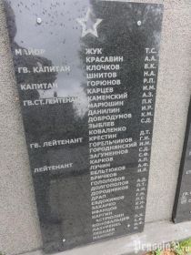 Мемориальная плита на Мемориальном комплексе п. Бабушкино