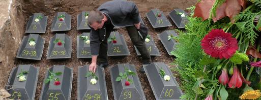 Захоронение останков советских военнопленных на кладбище Нобитц. За номером 54 останки моего прадеда