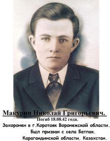 МАКУРИН Николай Григорьевич рядовой 1918 года рождения погиб 18.08.1942