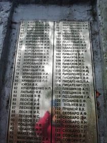 Плита с именами погибших, где занесен Карабанов А.З.